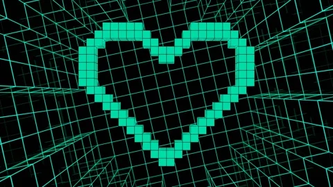 Multicolor Pixel Heart Background VJ Loop in 4K Stock Footage 262174851