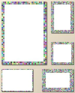Multicolor pixel mosaic page layout template set イラスト素材