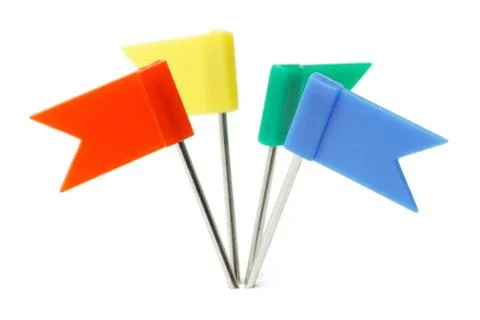 Multicolor plastic flag pins Stock Photos