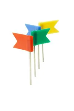 Multicolor plastic flag pins Stock Photos
