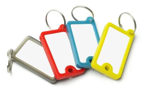 Multicolor plastic key labels Stock Photos