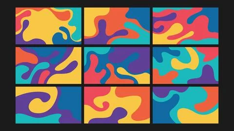Multicolor playful fluid background Set Stock Illustration