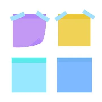 Multicolor post it notes isolated. Colored sheets of note papers illustration Illustrazione stock