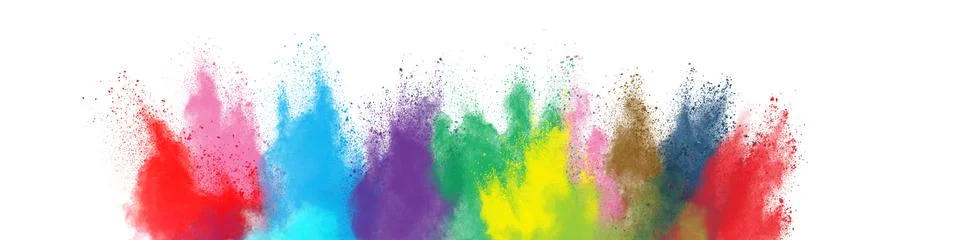 Multicolor powder explosion on white background. イラスト素材