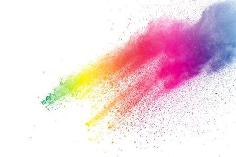 Multicolor powder explosion on white background. Colored cloud. Colorful du.. イラスト素材