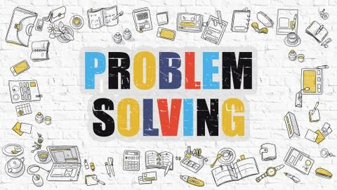 Multicolor Problem Solving on White Brickwall. Doodle Style 스톡 일러스트