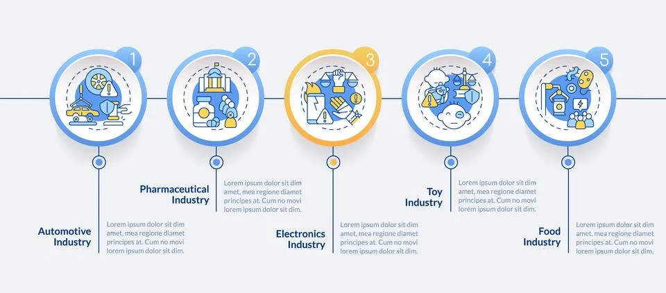 Multicolor product liability layout with line icons Stockillustratie