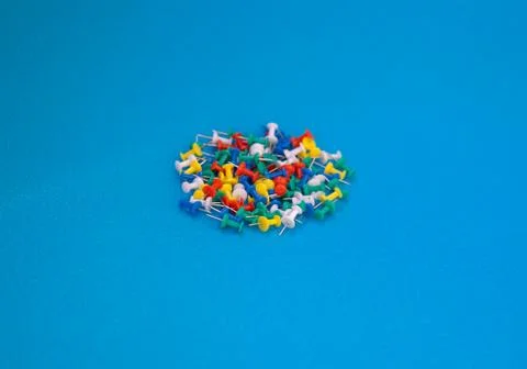 Multicolor push pins. Stock Photos