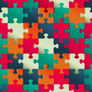 Multicolor puzzle seamless pattern Stock Illustration