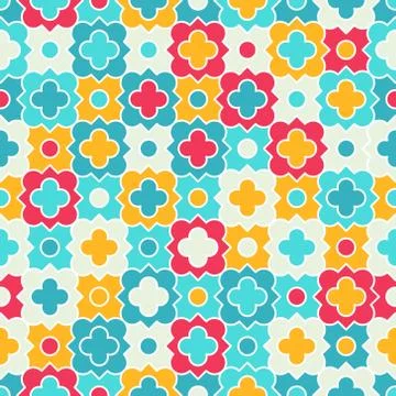 Multicolor Quatrefoil Lattice Pattern, seamless Stock Illustration