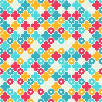 Multicolor Quatrefoil Lattice Pattern, seamless Stock Illustration