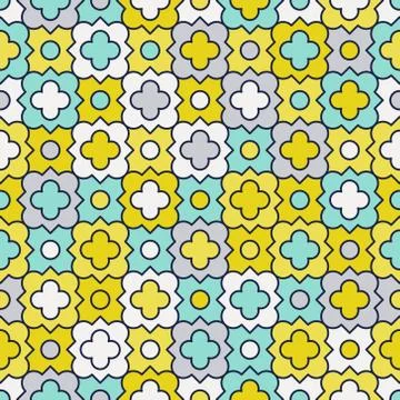 Multicolor Quatrefoil Lattice Pattern, seamless vector background Stock Illustration