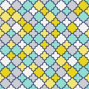 Multicolor Quatrefoil Lattice Pattern, seamless vector background 스톡 일러스트