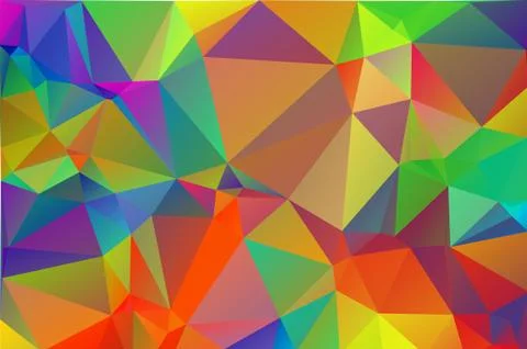 Multicolor rainbow abstract background of triangles, all the colors of the ra Stock Illustration