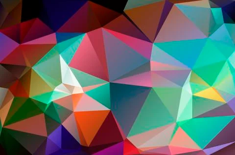 Multicolor rainbow abstract background of triangles, all the colors of the ra Illustrazione stock
