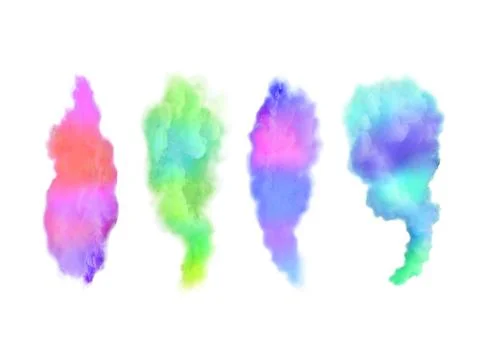 Multicolor rainbow smoke clouds set. Abstract smoke backgrounds collection is Foto stock