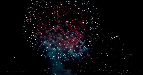 Multicolor real abstract blinking sparkle celebration fireworks lights Stock Footage 262760739