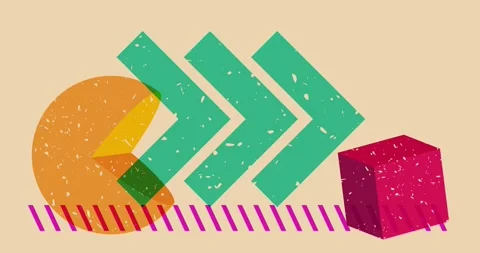 Multicolor risograph backdrop with geometric elements Stock Footage 280284867