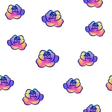 Multicolor Rose Seamless Pattern Background Stock Illustration
