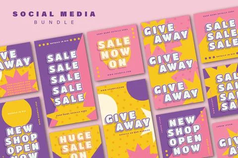 Multicolor Sale Post Set Stock Illustration