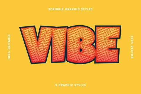 Multicolor Scribble Text Effects Set Illustrazione stock