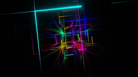 Multicolor Seamless Neon Squares on Mirror Background VJ Loop in 4K Stock Footage 302080635