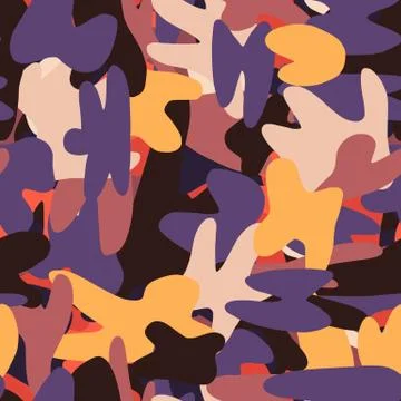 Multicolor seamless pattern with abstract ornament. Scribble silhouettes in m Stock Illustration