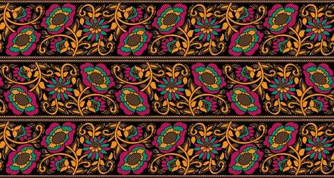 Multicolor seamless pattern. Boho strips decorated skull element. tribal te.. 스톡 일러스트