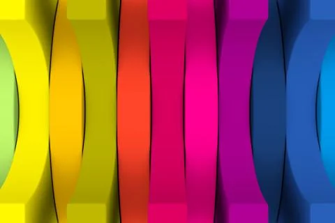 Multicolor semicircle lines abstract background 3D render illustration Stock Illustration