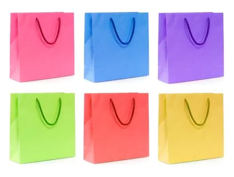 A multicolor set of shopping bag isolated on a white background Stock Photos