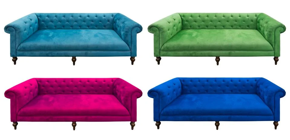 Multicolor set of sofa isolated Stock Photos