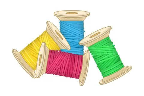 Multicolor sewing or embroidery threads isolated on white background. Stock Illustration