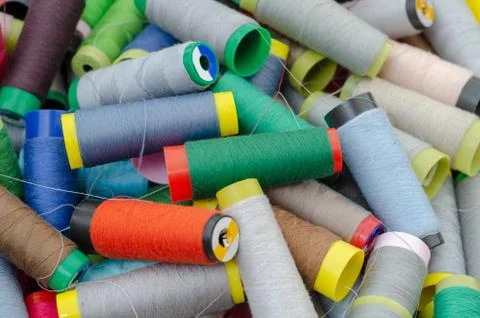 Multicolor sewing threads Stock Photos
