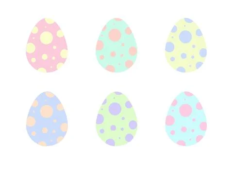 Multicolor six chicken easter eggs Stock Illustration