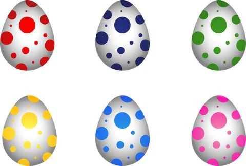 Multicolor six chicken easter eggs Stock Illustration