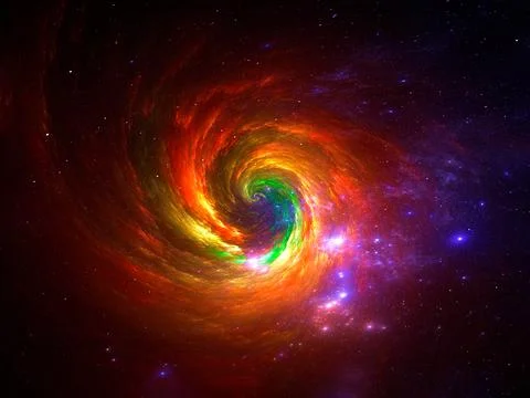 Multicolor space background - bright spiral galaxy - abstract illustration Stock Illustration