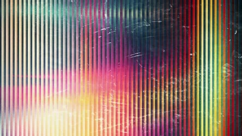 Multicolor Spectrum Vertical Color Lines with Grunge Scratches and Shaky Stock Footage 328996960