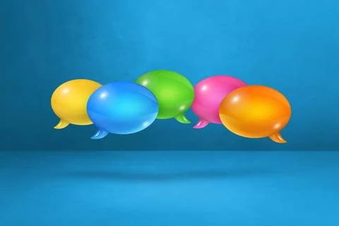Multicolor speech bubbles on blue background 3D multicolor speech bubbles ... Stock Photos