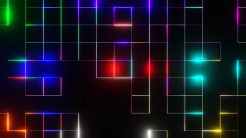 Multicolor Square Abstract Glowing Patterns Background VJ Loop Animation in 4K Stock Footage 245618550