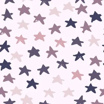 Multicolor star ornament seamless pattern. Hand drawn doodle elements in navy Stock Illustration