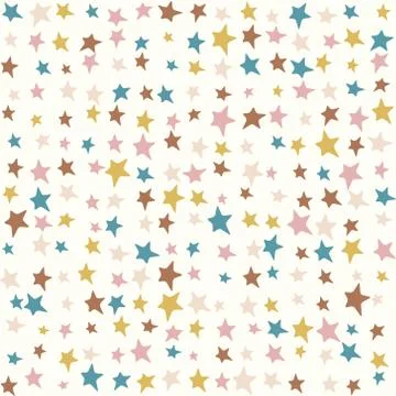 Multicolor stars kids pattern, random pastel colors - Cute kids background. Stock Illustration