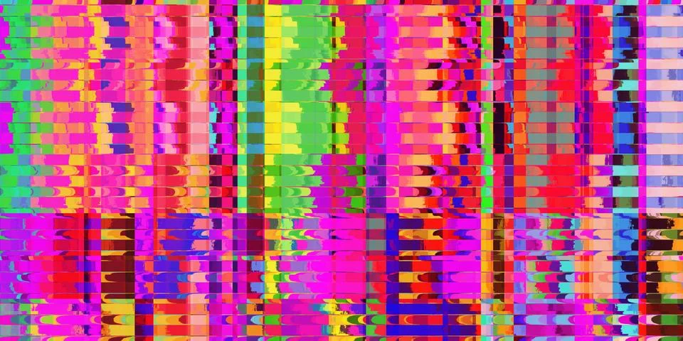 Multicolor Stripe Distortion Screen Texture. Colorful Noise Background. Glitc Stockillustratie