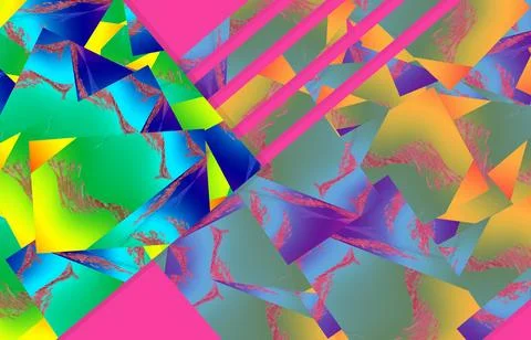 Multicolor stripes pattern design illustration vibrant pink background vale.. Stock Illustration