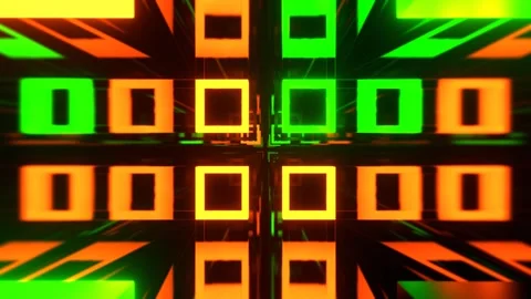 Multicolor Strobe Abstract Tunnel of Neon Squares Background VJ Loop l 4K Stock Footage 303046085