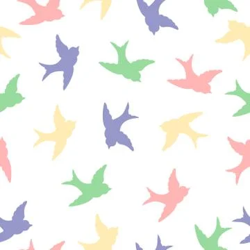 Multicolor swallow birds seamless pattern background Stock Illustration