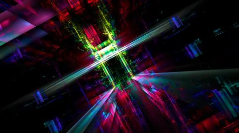 Multicolor tech background - abstract computer generated 3d illustration Stock Illustration