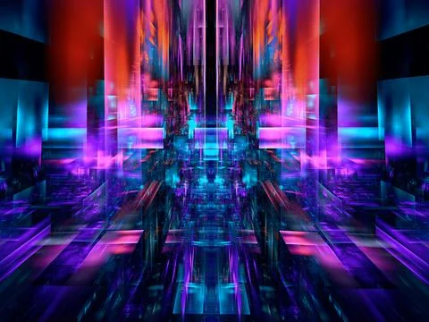 Multicolor technology style background - abstract 3d illustration Stock Illustration