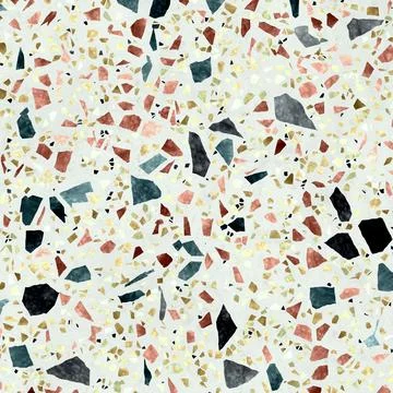 Multicolor Terrazzo Flooring Texture With Large Fragments Stock Photos