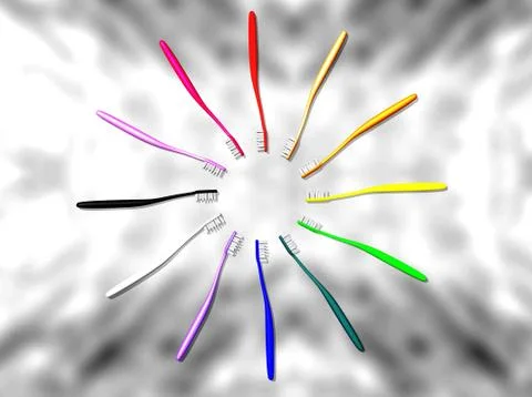 Multicolor toothbrush circle on marble Stock Illustration