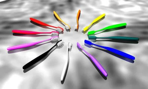 Multicolor toothbrush circle on marble Stock Illustration